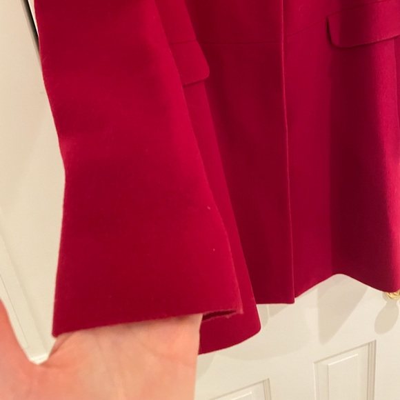 Massimo Dutti red crewneck wool coat in red - Picture 6 of 11